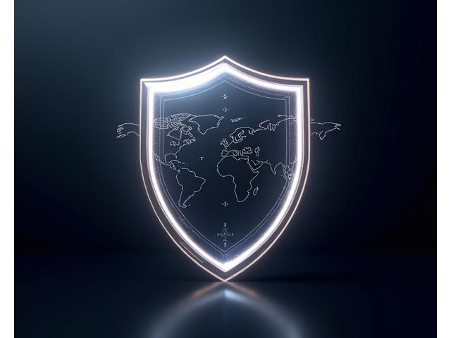 A sleek, elegant shield icon, representing protection and security, subtly integrated with elements of global travel like a faint world map or compass. The design should be modern and luxurious, incorporating the brand's secondary gold and accent green colors on a dark background, evoking trust and peace of mind.